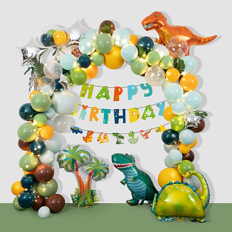 ערכת קישוטים של בלוני יום הולדת של דינוזאורים - 211 יחידות (1)