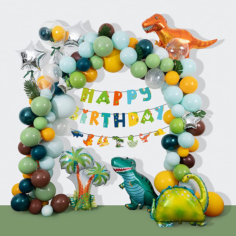 Dinosaur fødselsdagsballoner Dekorationssæt til festartikler - 211 STK (2)