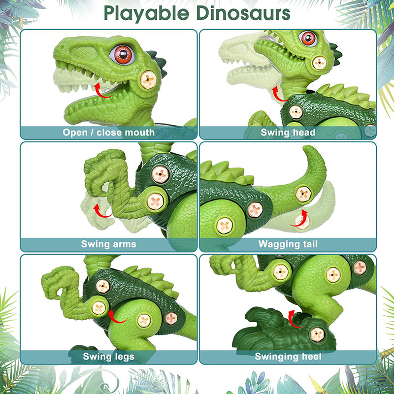 Dinosaurier-Bauspielset mit elektrischer Bohrmaschine für Kinder (10)