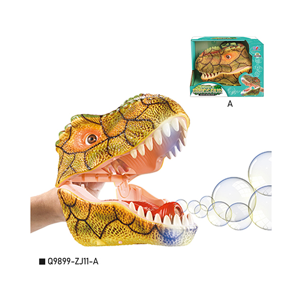 Dinossauros fantoches de mão brinquedos com função de sons de rugido de bolhas (2)
