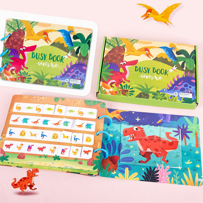 Carte Montessori ocupată pentru copii mici - Tema Dinozaurului 10 pagini (4)