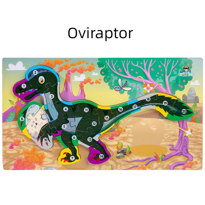 Houten dinosaurus alfabet en nummer 3D puzzelset voor kinderen (12)