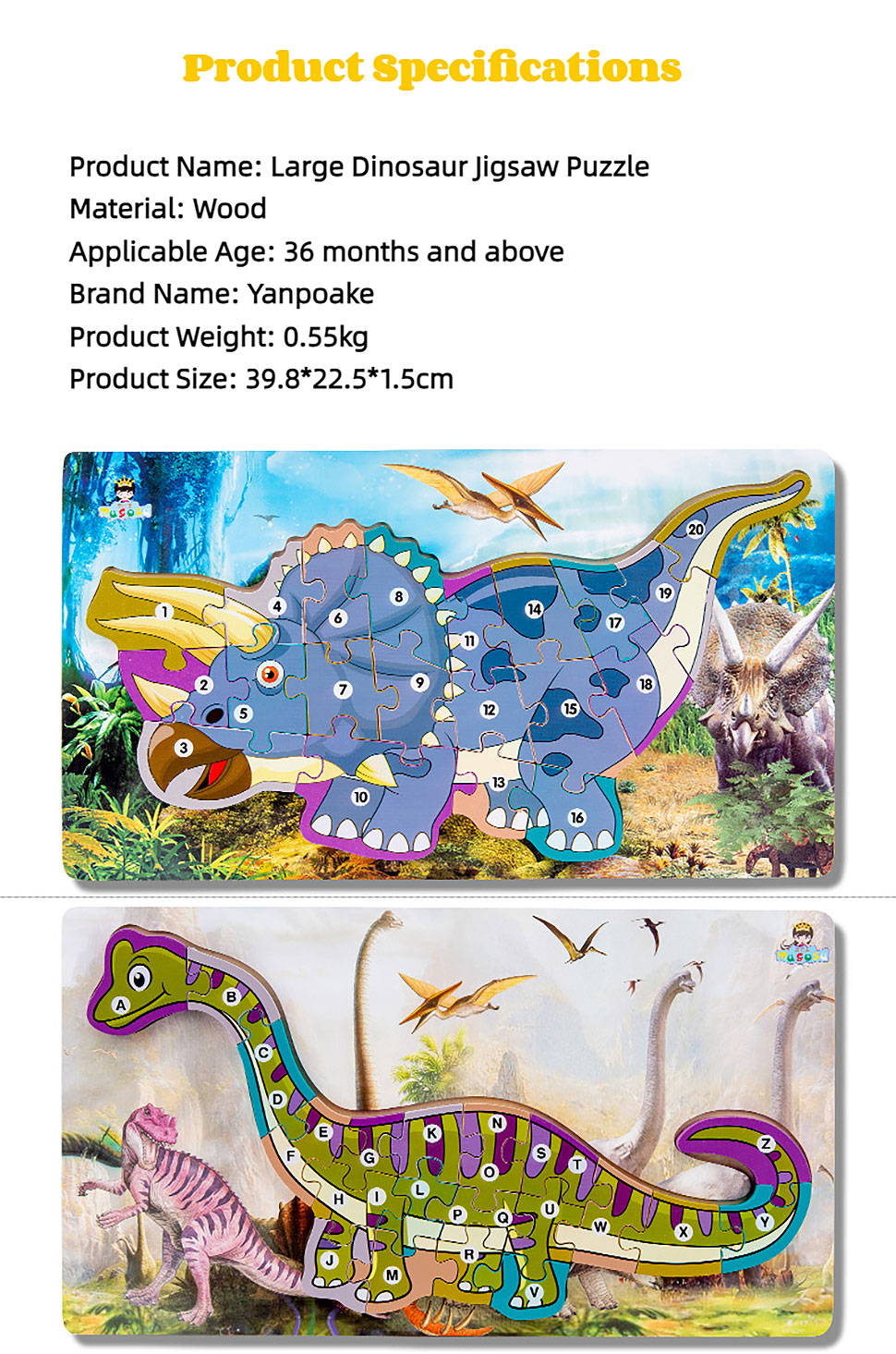 ligneus Dinosaurum Alphabetum et Numeri-3D-Jigsaw-Puzzle-Set-pro-Kids-(7)