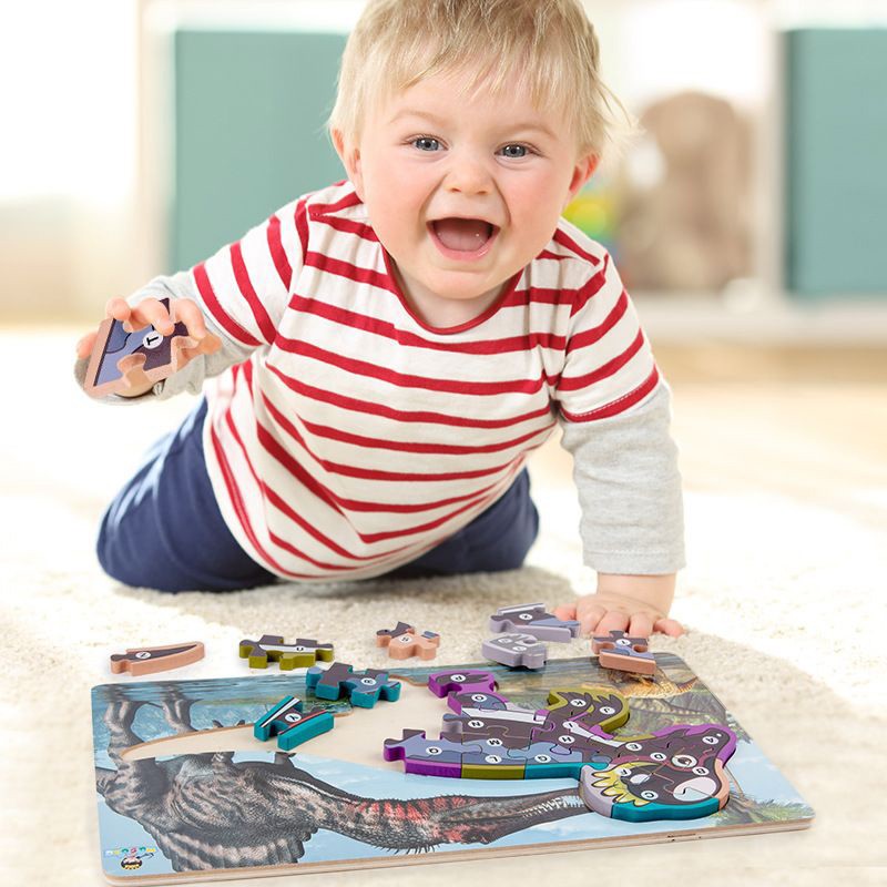 Aibidil Dinosaur Fiodha agus Tòimhseachan Jigsaw Àireamh 3D Seata dha Clann (3)