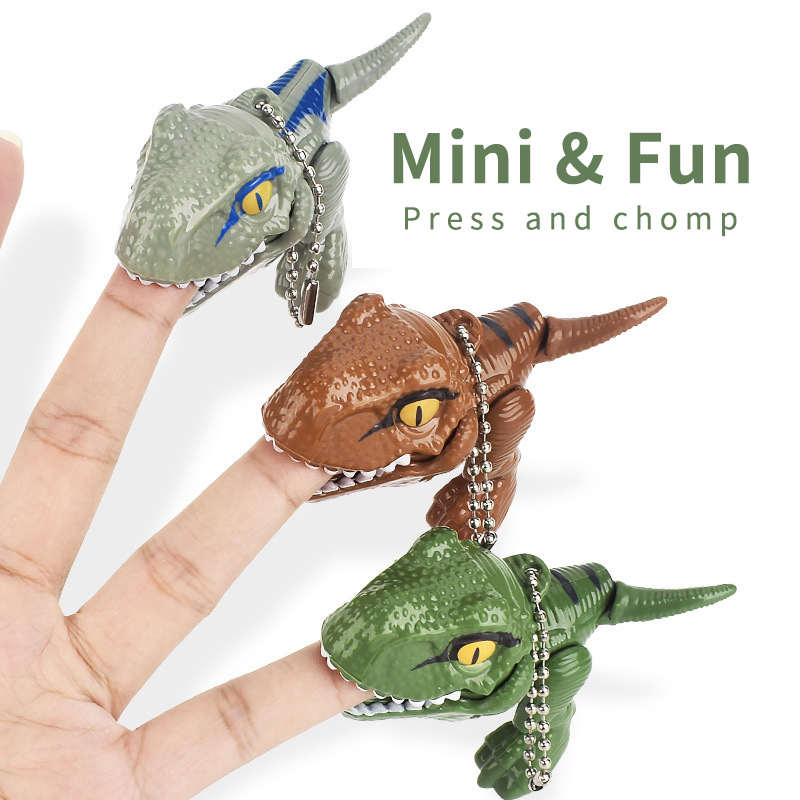 Dinosaur Toys Finger Biting Dino Keychain Snap On Backpack Keychain (2)