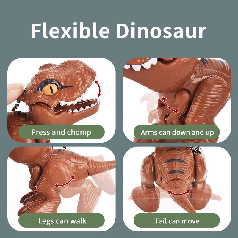 Dinosaur Toys Finger Biting Dino Keychain Snap On Backpack Keychain (4)