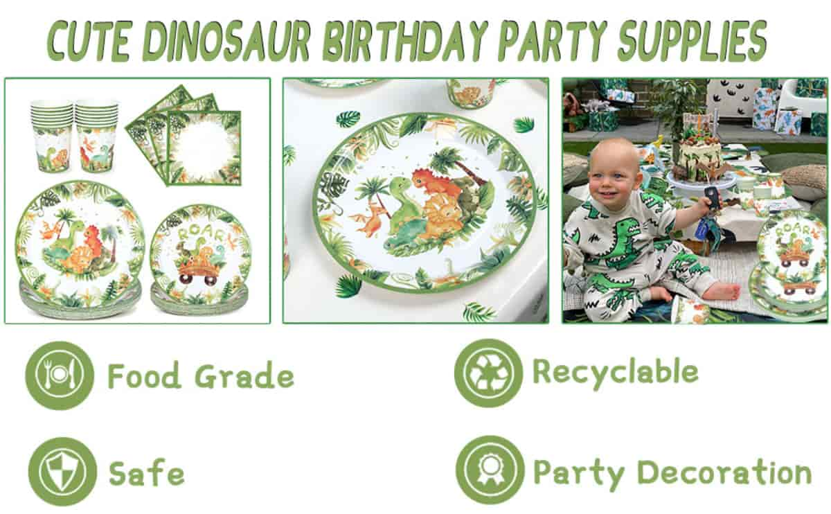 China Dinosaur Birthday Party Supplies Tableware Set for Kids – 24